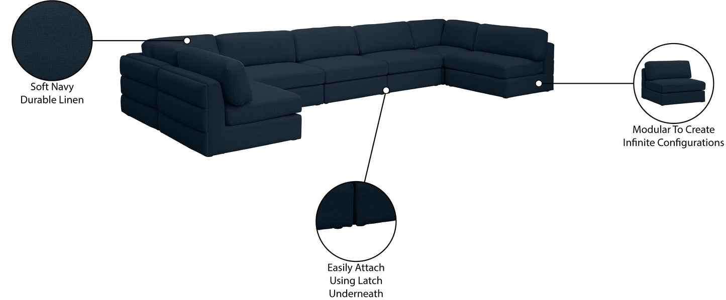 barlow navy durable linen textured fabric modular sectional sec7b