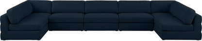 Barlow Navy Durable Linen Textured Fabric Modular Sectional Sec7B