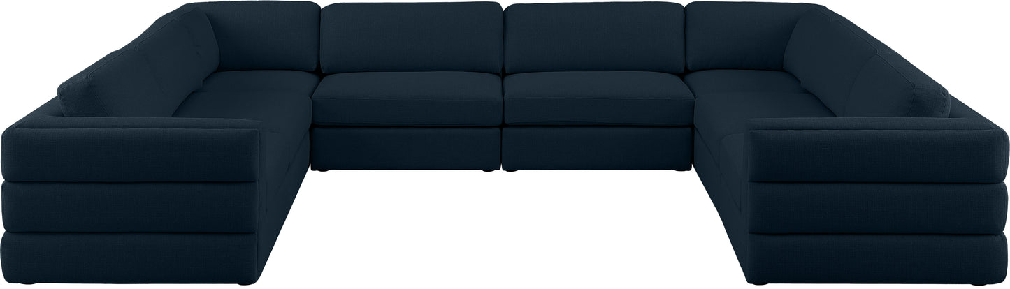 barlow navy durable linen textured fabric modular sectional sec8a