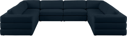 Barlow Navy Durable Linen Textured Fabric Modular Sectional Sec8A