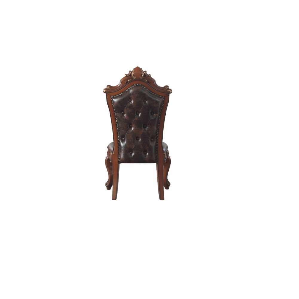 aspers side chair (set-2), synthetic leather & honey oak finish