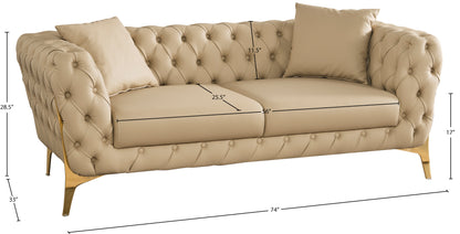 Tess Beige Faux Leather Loveseat L