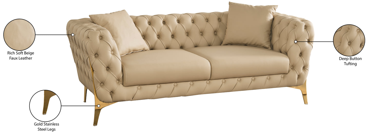 tess beige faux leather loveseat l