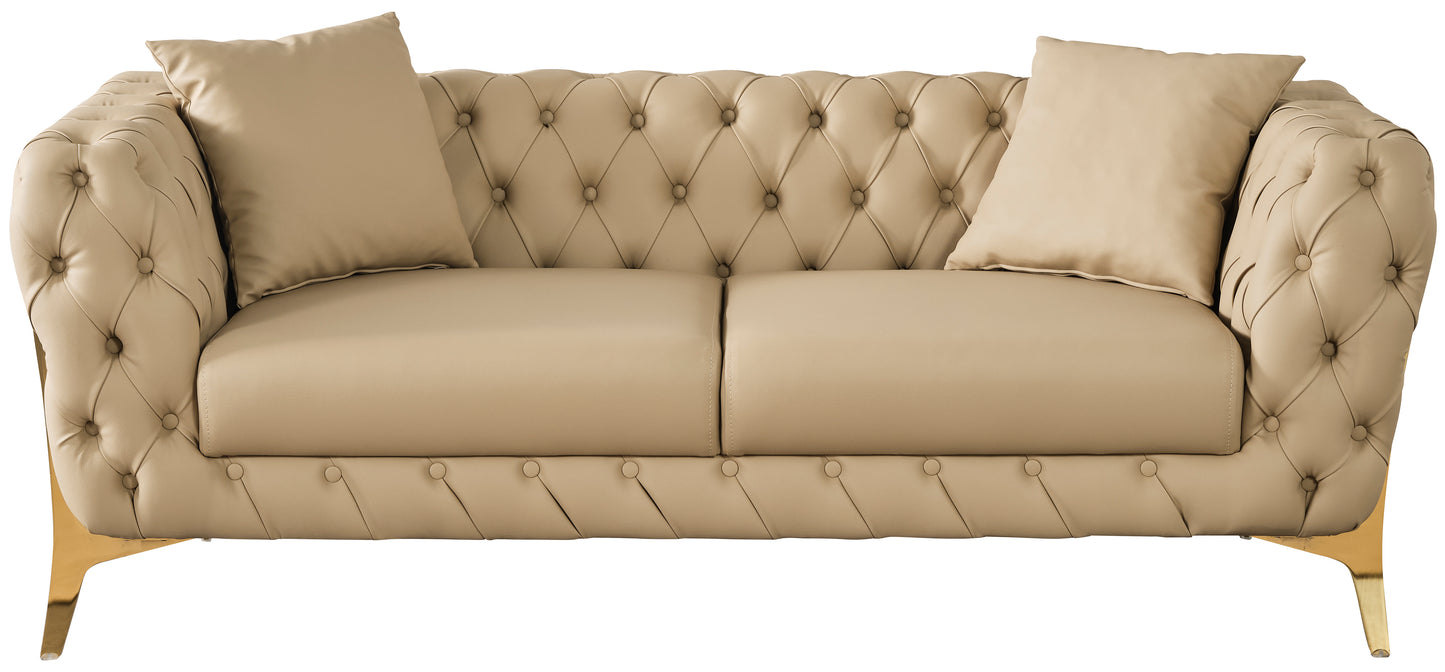 tess beige faux leather loveseat l