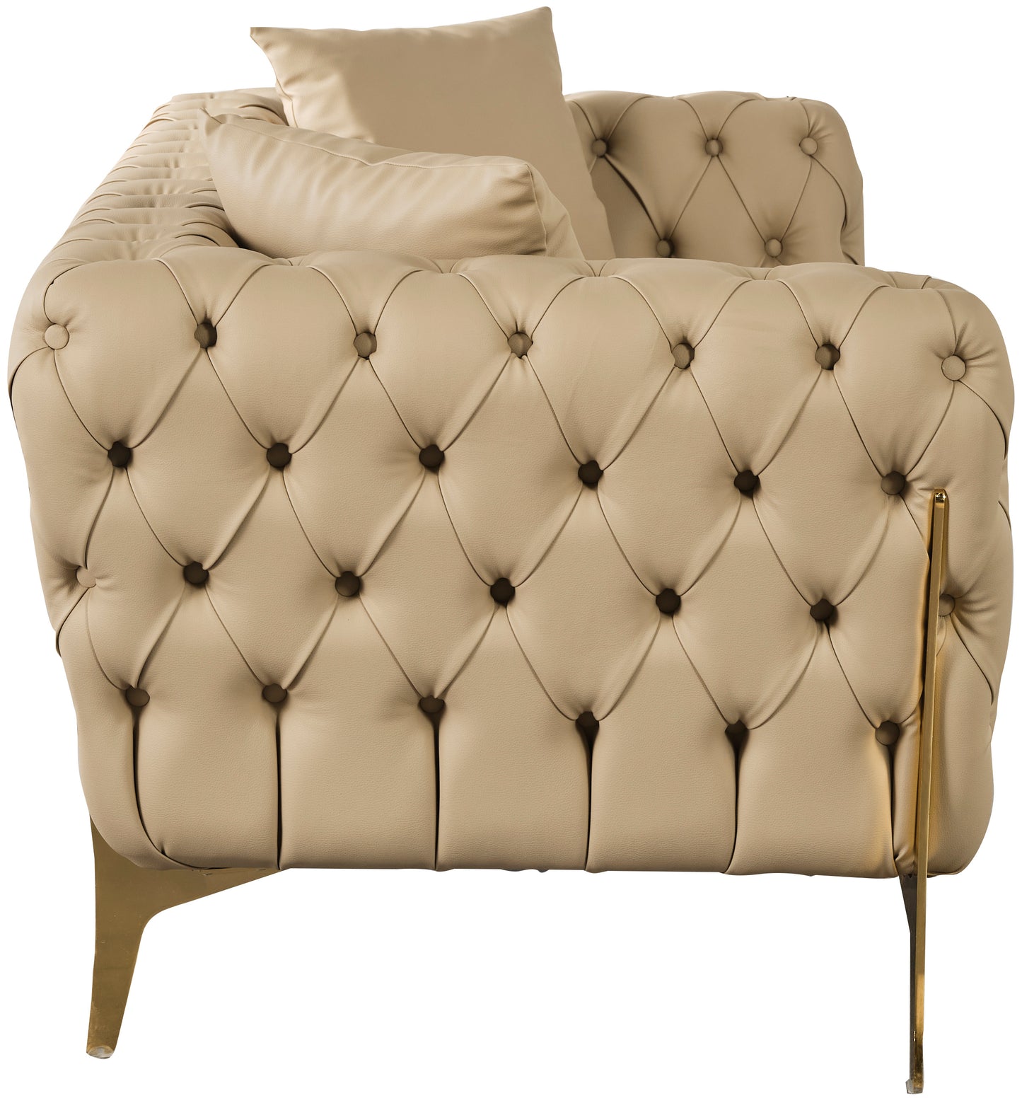 tess beige faux leather loveseat l