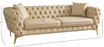 Tess Beige Faux Leather Sofa S