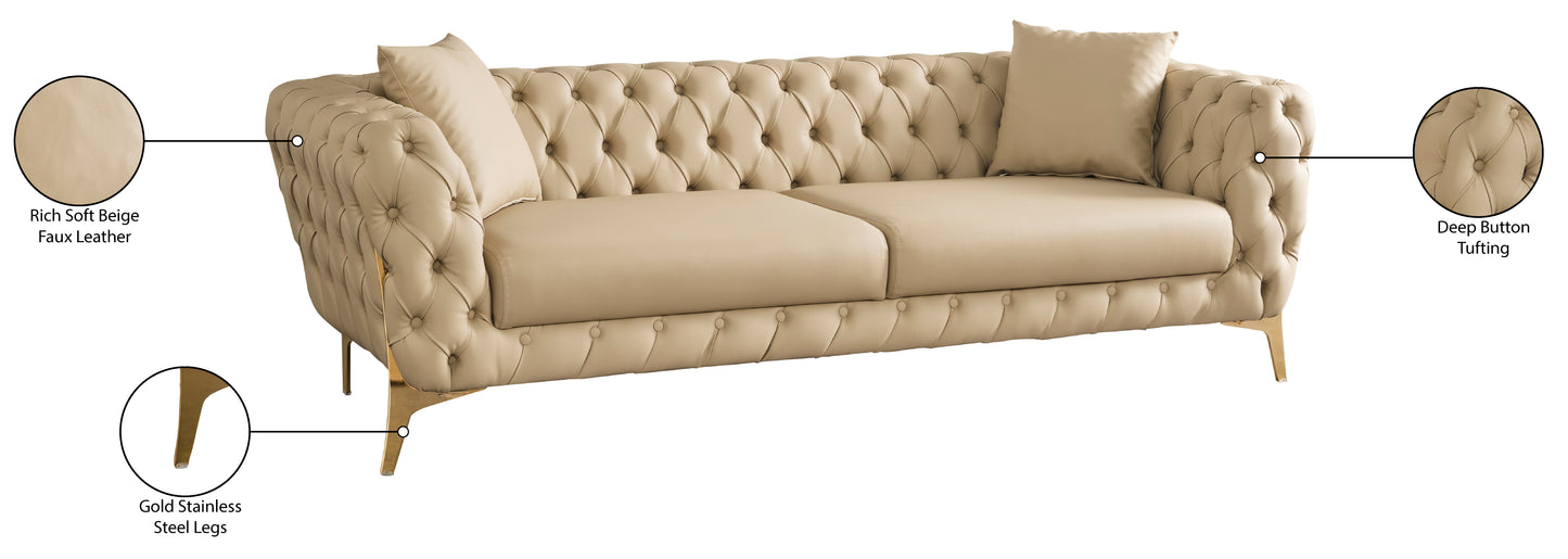 tess beige faux leather sofa s