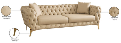 Tess Beige Faux Leather Sofa S