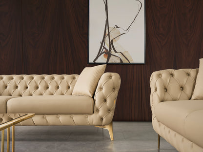 Tess Beige Faux Leather Sofa S