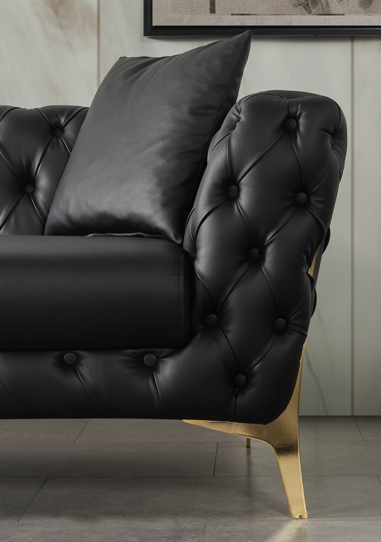 tess black faux leather chair c