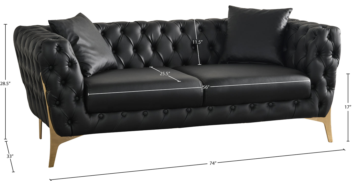 tess black faux leather loveseat l