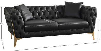 Tess Black Faux Leather Loveseat L