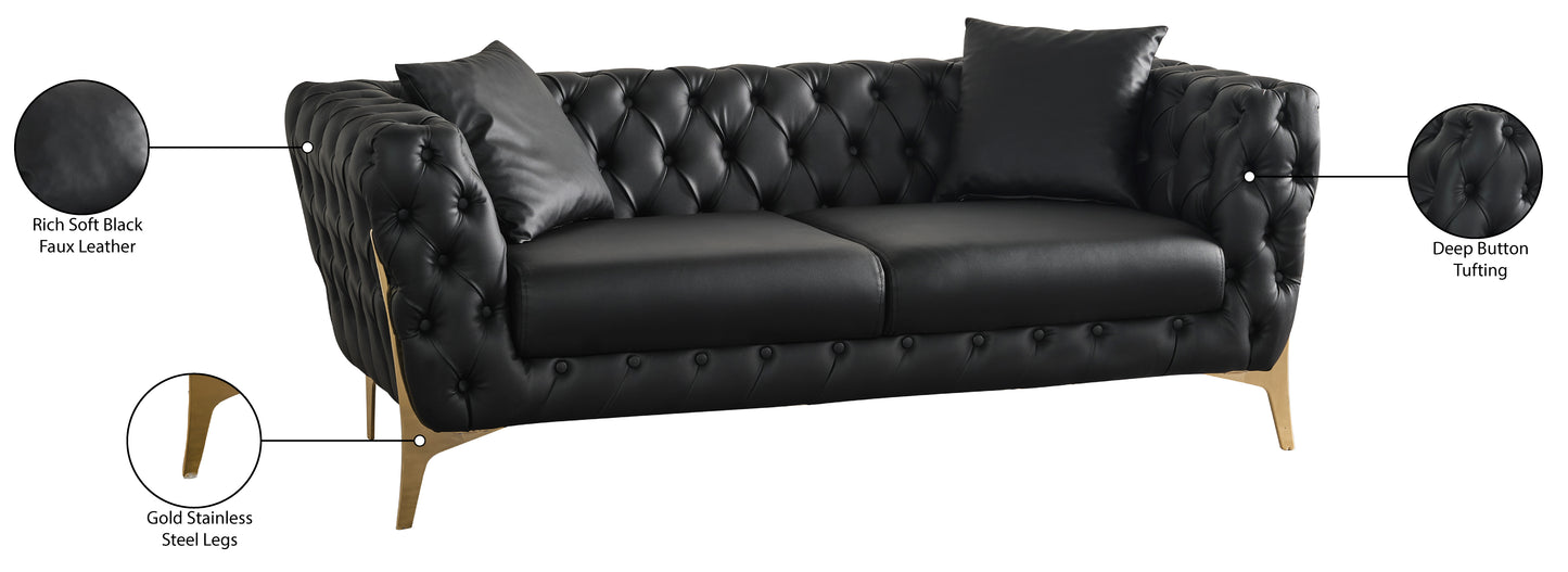 tess black faux leather loveseat l