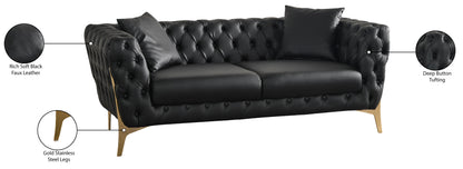 Tess Black Faux Leather Loveseat L