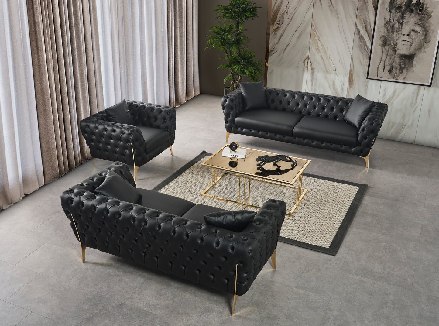 tess black faux leather loveseat l