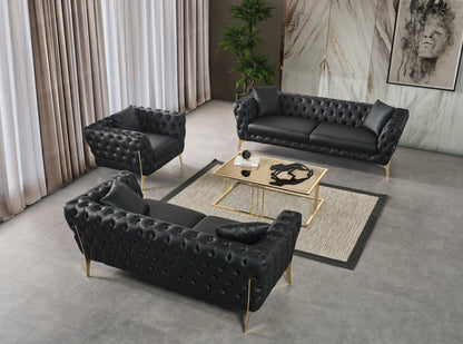 Tess Black Faux Leather Loveseat L