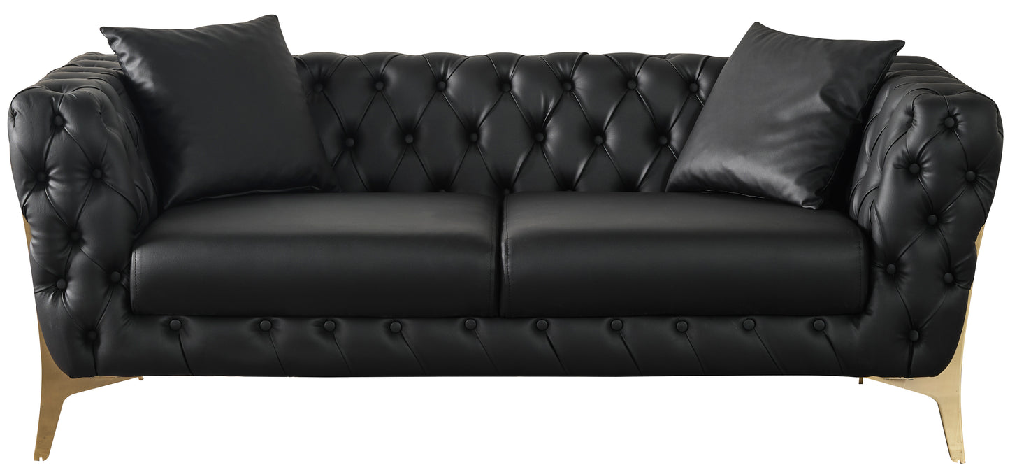 tess black faux leather loveseat l