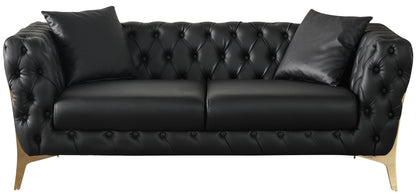 Tess Black Faux Leather Loveseat L