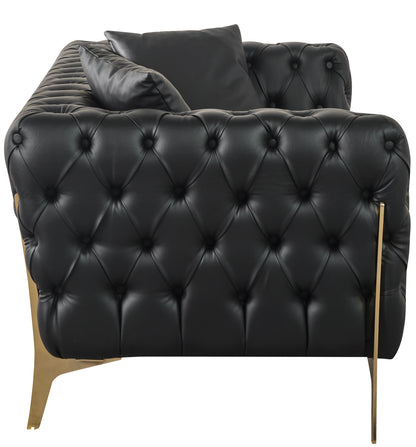 Tess Black Faux Leather Loveseat L