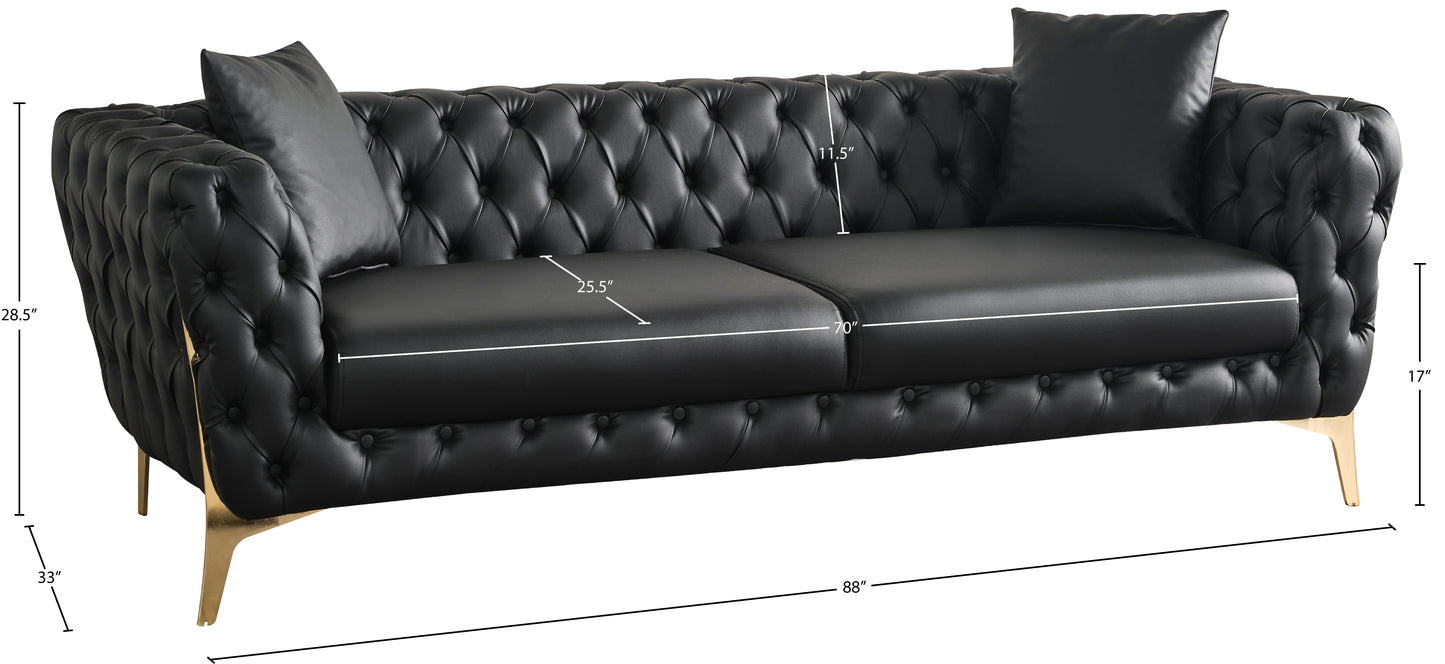 tess black faux leather sofa s