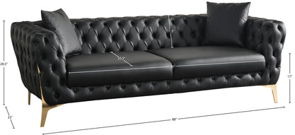 Tess Black Faux Leather Sofa S