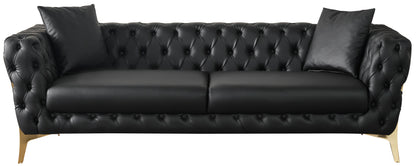 Tess Black Faux Leather Sofa S