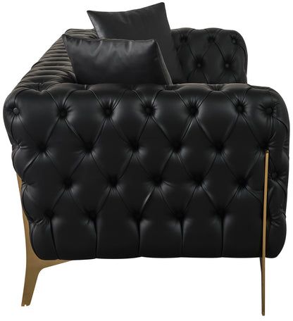 Tess Black Faux Leather Sofa S