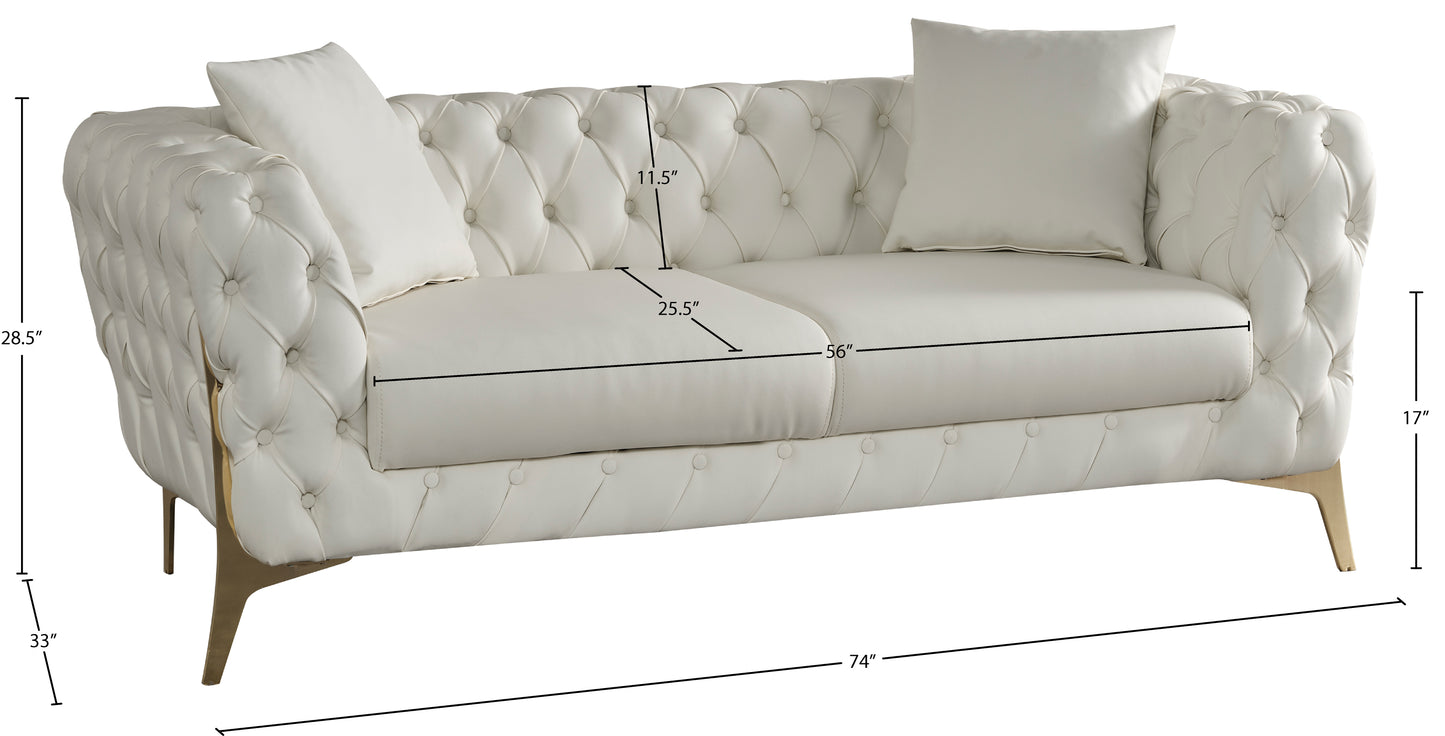 tess cream faux leather loveseat l