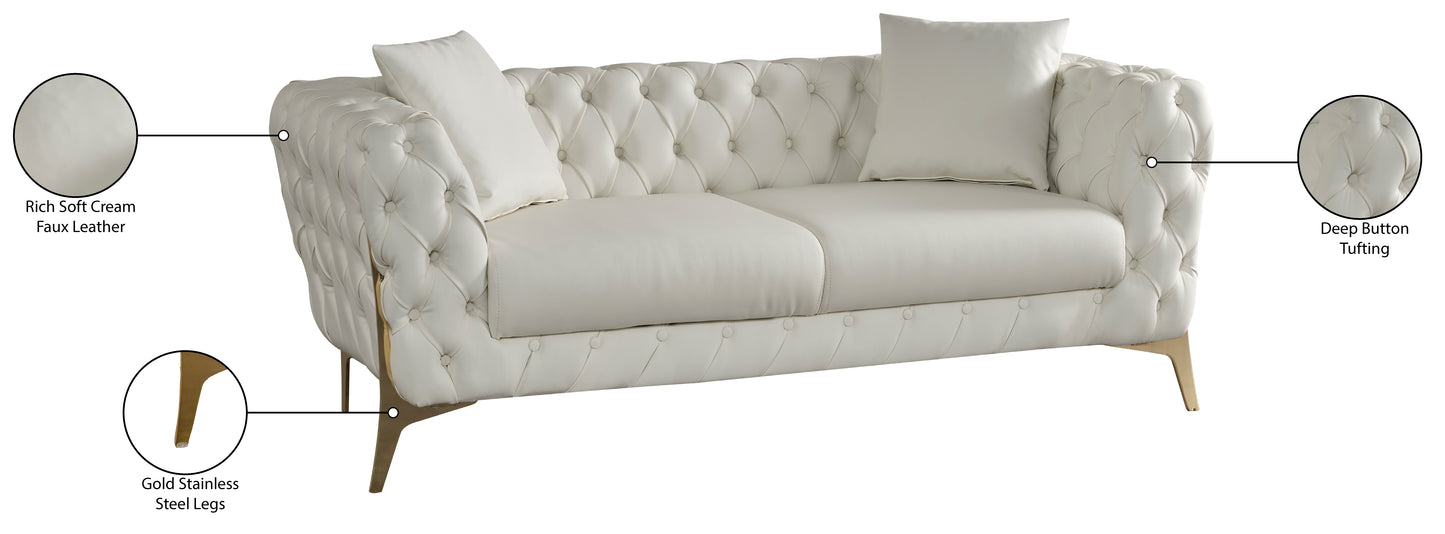 tess cream faux leather loveseat l