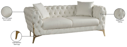 Tess Cream Faux Leather Loveseat L