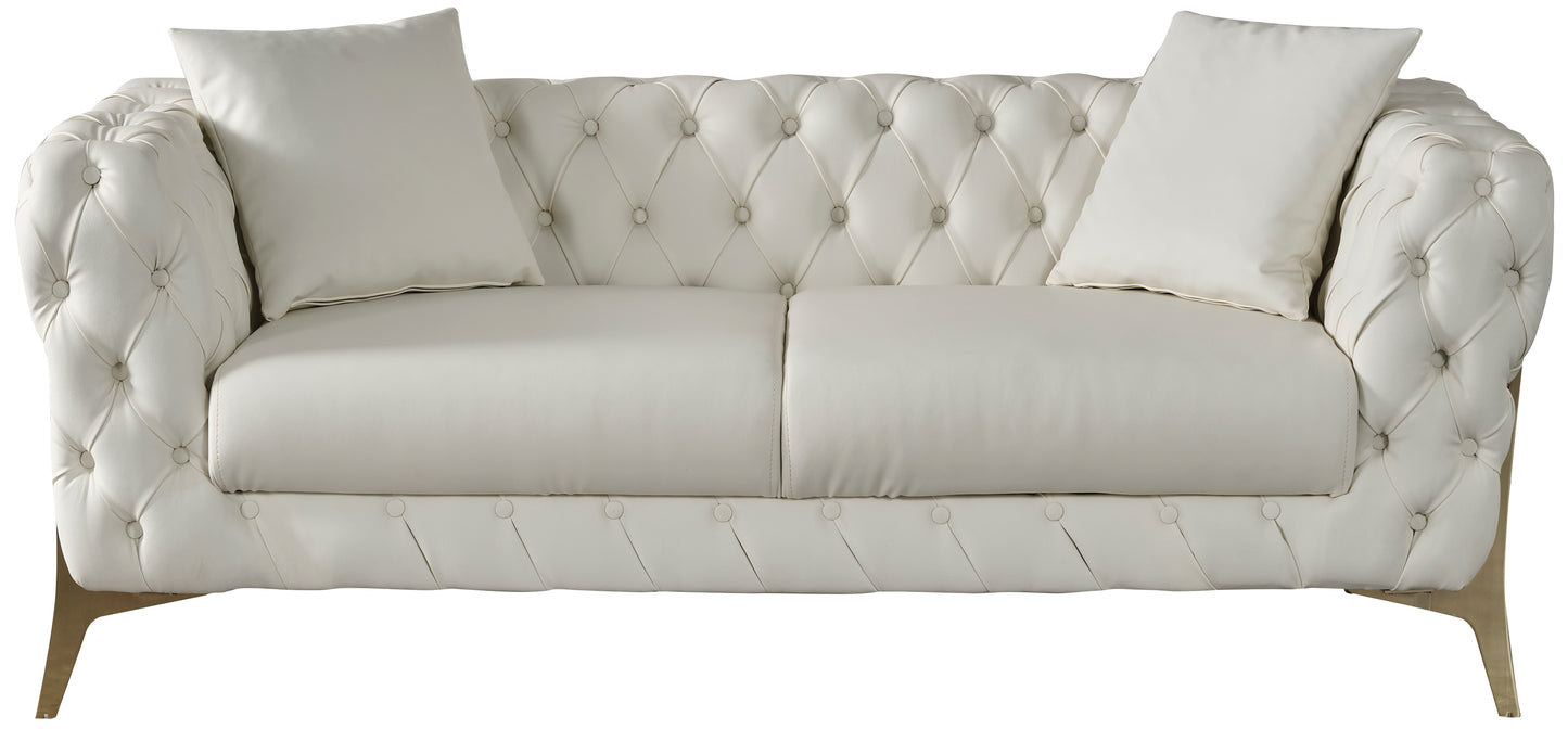 tess cream faux leather loveseat l