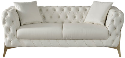 Tess Cream Faux Leather Loveseat L