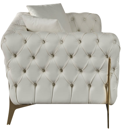 Tess Cream Faux Leather Loveseat L