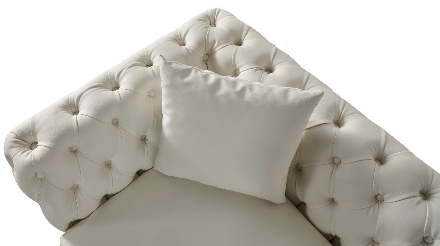 tess cream faux leather loveseat l