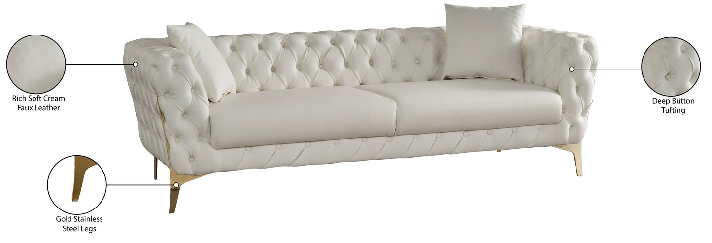 tess cream faux leather sofa s