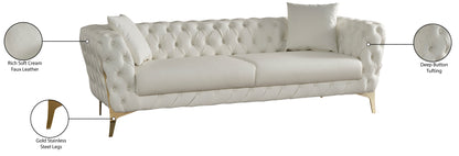 Tess Cream Faux Leather Sofa S