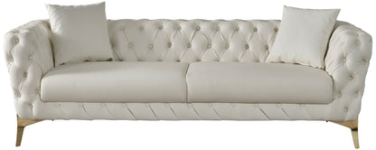 Tess Cream Faux Leather Sofa S