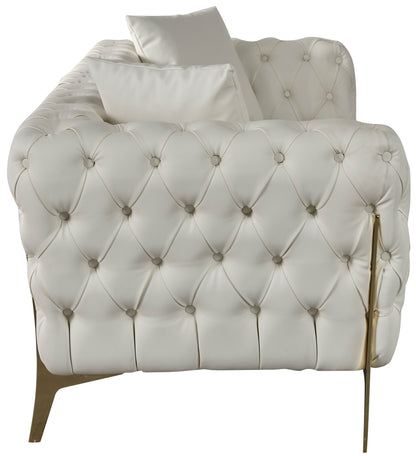 Tess Cream Faux Leather Sofa S