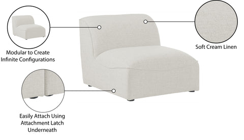 Tavolo Cream Durable Linen Textured Armless Armless