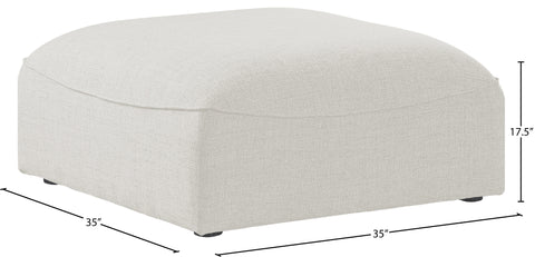 Tavolo Cream Durable Linen Textured Ottoman Ott