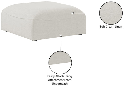 Tavolo Cream Durable Linen Textured Ottoman Ott