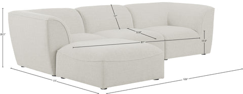 Tavolo Cream Durable Linen Textured Modular Sectional Sec4A