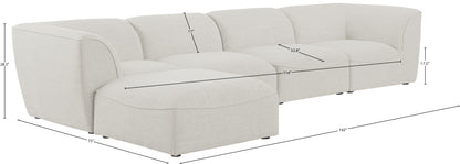 Tavolo Cream Durable Linen Textured Modular Sectional Sec5A