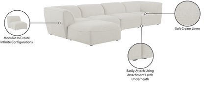 Tavolo Cream Durable Linen Textured Modular Sectional Sec5A