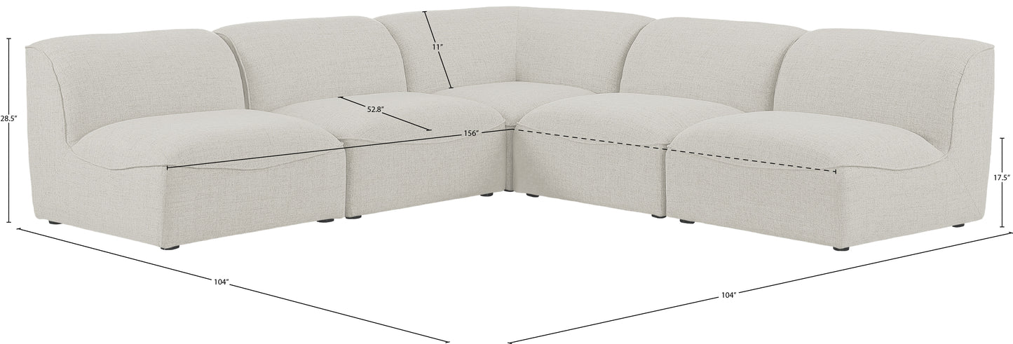 tavolo cream durable linen textured modular sectional sec5b