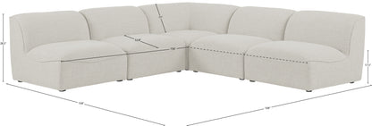 Tavolo Cream Durable Linen Textured Modular Sectional Sec5B