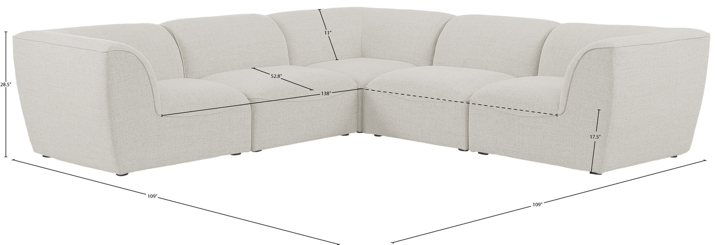 tavolo cream durable linen textured modular sectional sec5c