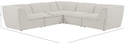 Tavolo Cream Durable Linen Textured Modular Sectional Sec5C