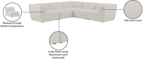 Tavolo Cream Durable Linen Textured Modular Sectional Sec5C