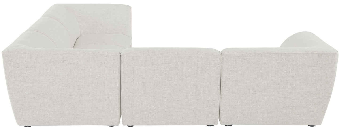 tavolo cream durable linen textured modular sectional sec5c